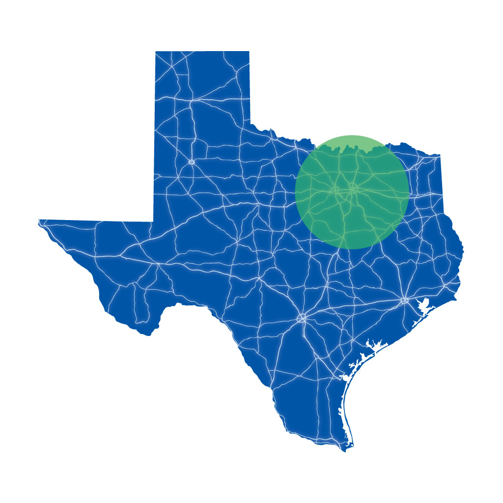 Map of Polymeroutdoor service range in Texas
