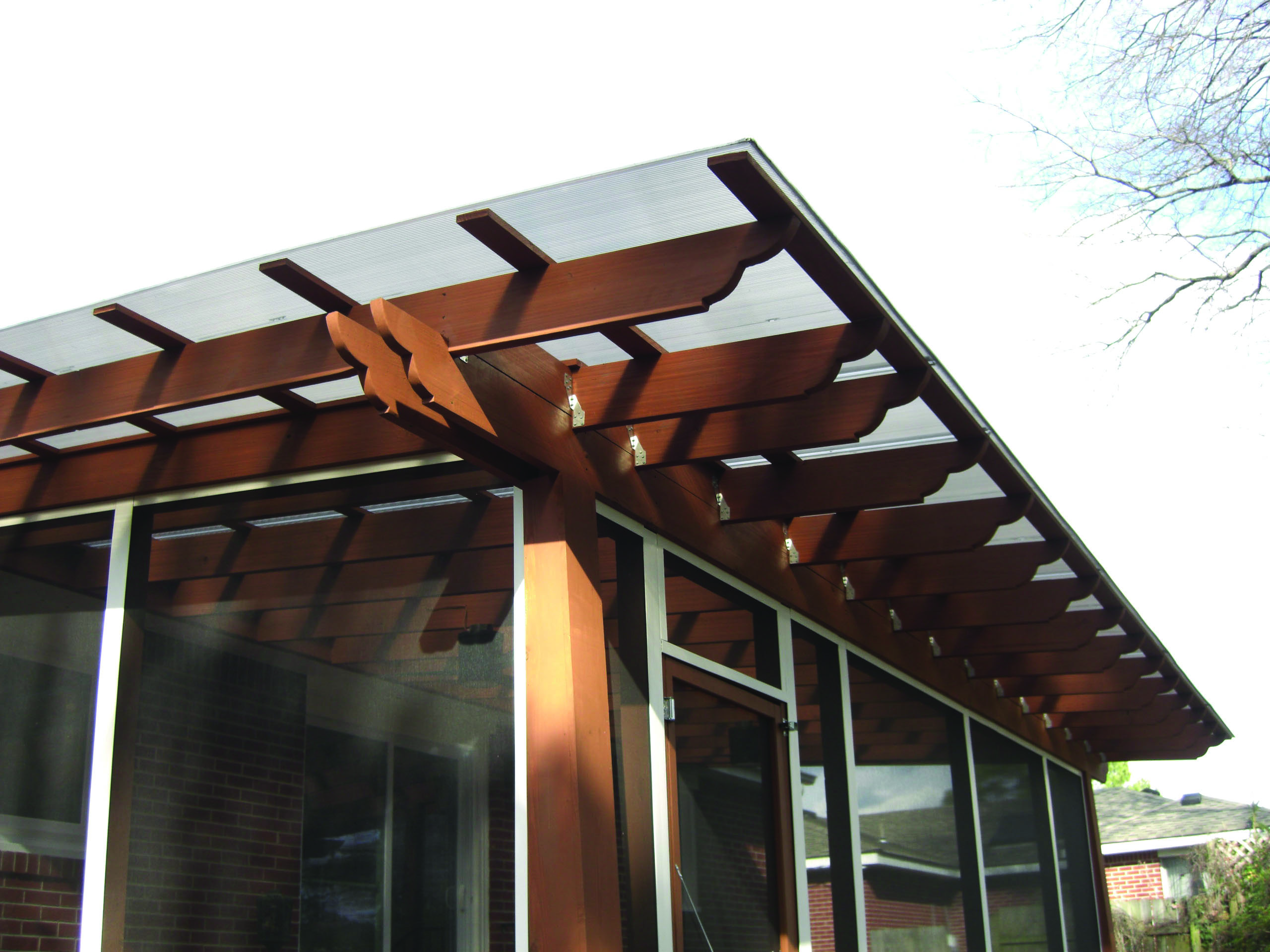 Plastic pergola cover equipped on a home in Seattle, WA.